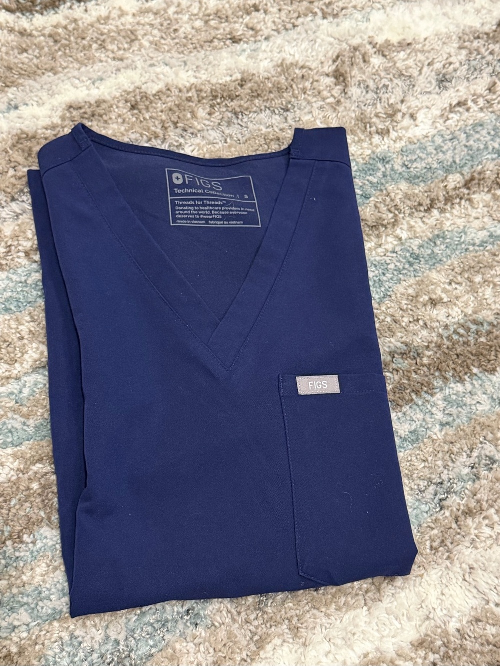 Figs Catarina Scrub Top in Navy Blue